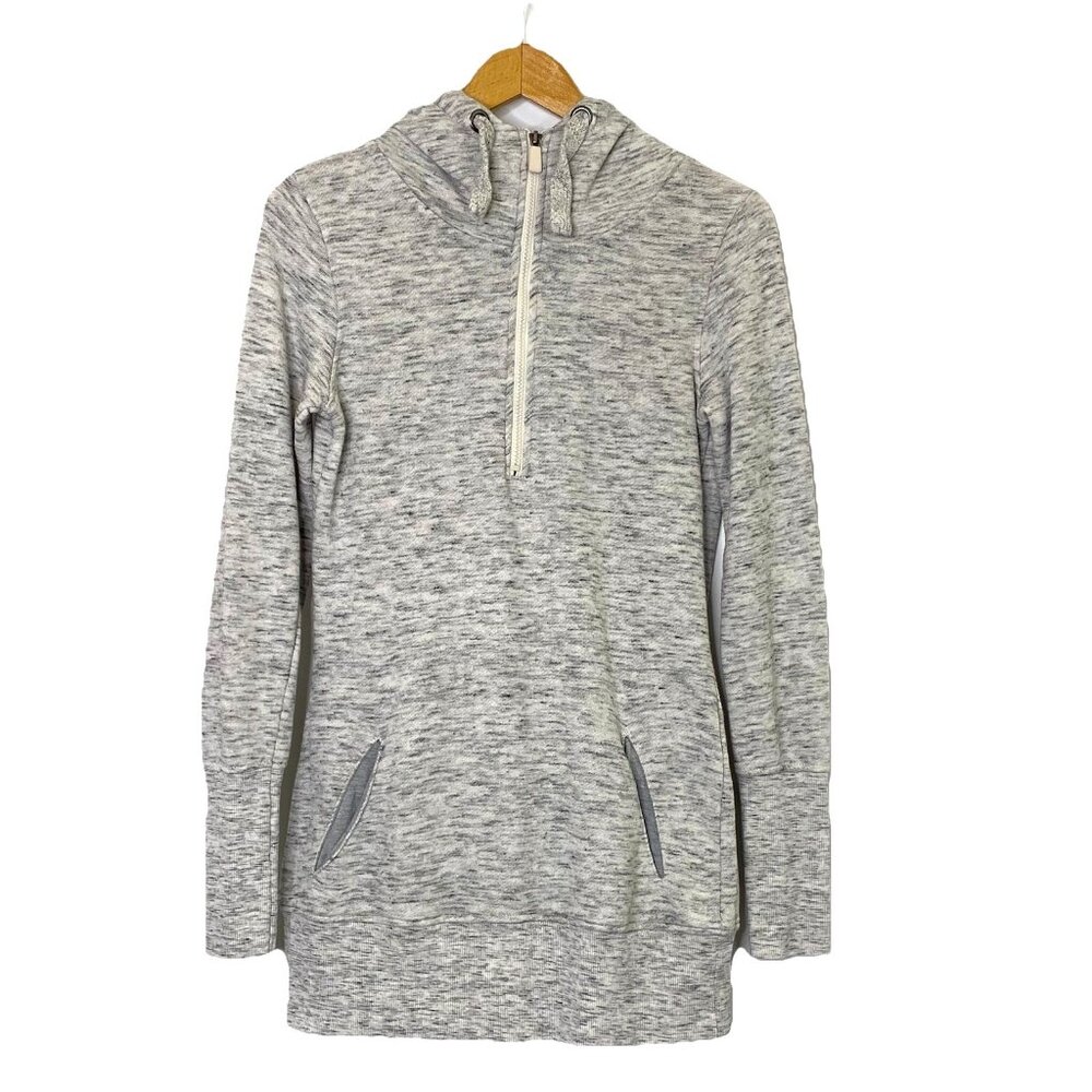 JO&CO Jeans Pullover 1/2 Zip Hoodie Hooded Sweatshirt Top Womens size M/L Gray